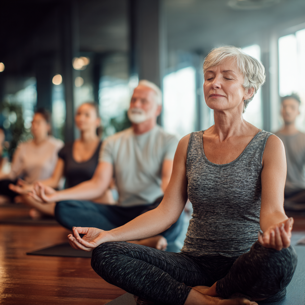 Experienced adults practicing various yoga styles in serene group setting